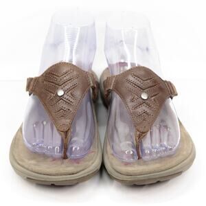 MERRELL‎ Slip-on Thong Sport Sandals Brown Leather Comfort Womens Sz 6